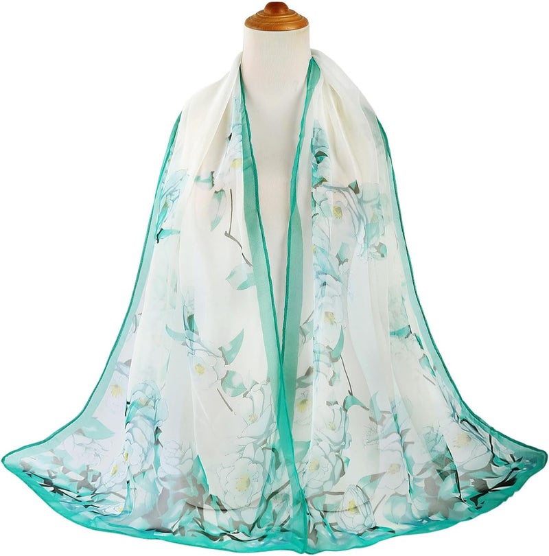 E-Clover Herebuy - Unique Women's Floral Scarves: Chiffon Flowers & Birds Printed Scarf - Image 3